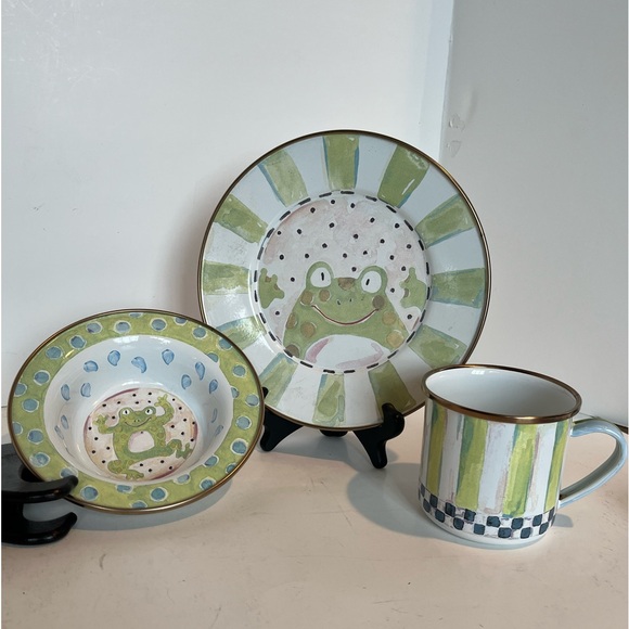 MacKenzie-Childs Other - Vintage MacKenzie-Childs Enamelware Child's 3-Piece Dinner Set Frog Design